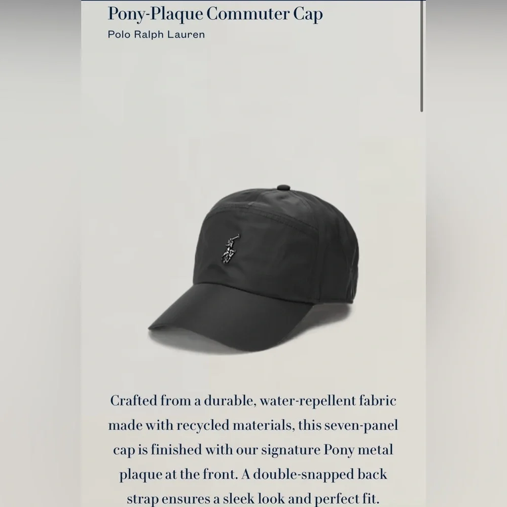 Polo Ralph Lauren black pony plaque cap baseball hat adjustable gunmetal silver - Picture 11 of 12